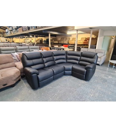 Ex-display La-z-boy Staten black leather electric recliner corner sofa