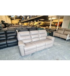 Ex-display La-z-boy Staten grey leather electric 3 seater sofa