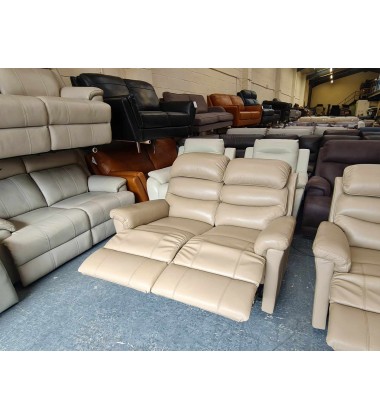 La-z-boy Tulsa cream leather electric recliner 3+2 seater sofas