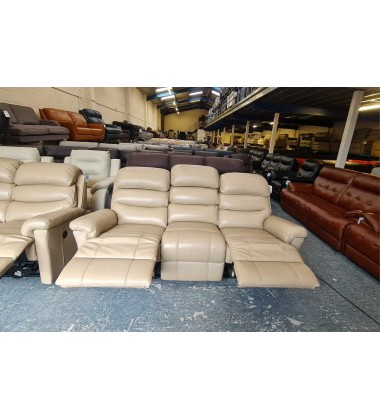 La-z-boy Tulsa cream leather electric recliner 3+2 seater sofas