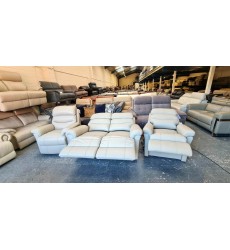 La-z-boy Tulsa grey leather recliner 2 seater sofa and 2 armchairs