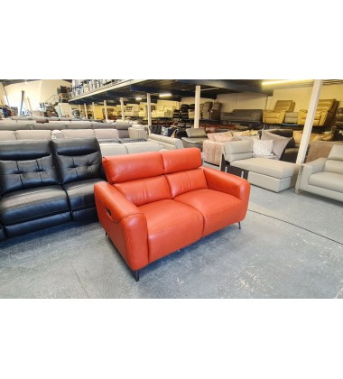 La-z-boy Washington orange leather electric recliner 2 seater sofa