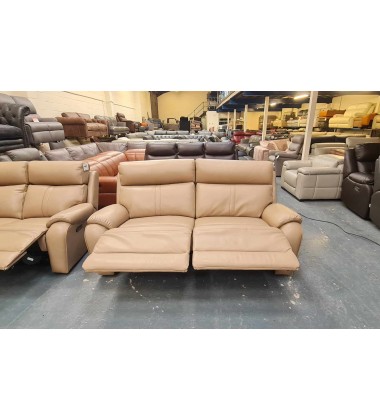 Ex-display La-z-boy Winchester cream leather electric recliner 3+2 seater sofas