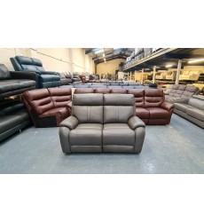 Ex-display La-z-boy Winchester grey leather manual recliner 2 seater sofa