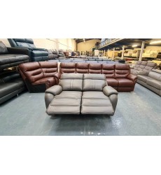 Ex-display La-z-boy Winchester grey leather manual recliner 2 seater sofa