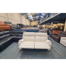 Ex-display La-z-boy Winchester off white leather electric recliner 3 seater sofa