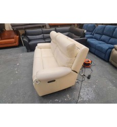 Ex-display La-z-boy Winchester off white leather electric recliner 3 seater sofa
