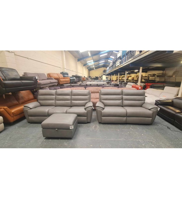Lazboy Winsow grey leather sofas