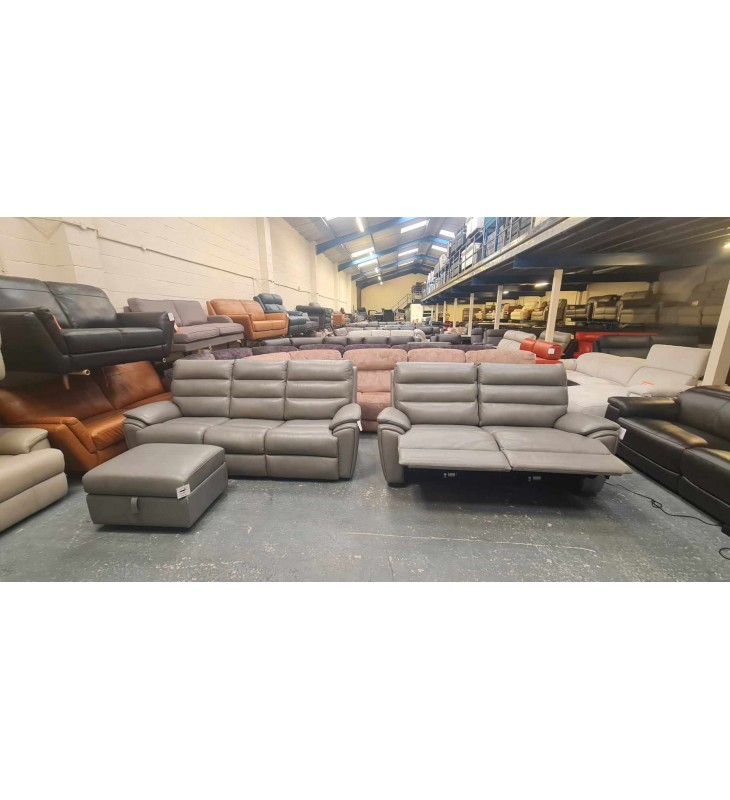 Lazboy Winsow grey leather sofas