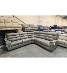 La-z-boy Winslow grey leather electric recliner corner sofa