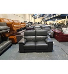 Ex-display Laurence dark grey leather electric recliner 2 seater sofa
