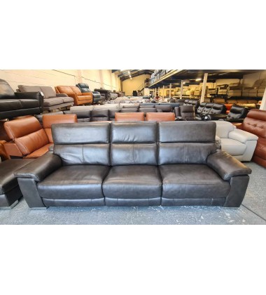 Ex-display Laurence Metz black coffee electric recliner 4 seater sofa and puffee