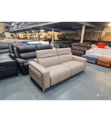 Ex-display Marvella grey leather 3 seater sofa
