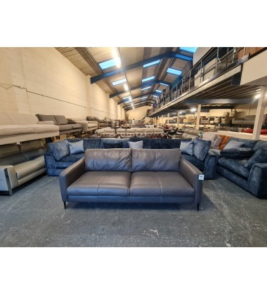 Ex-display Massimo grey leather large 3 seater sofa