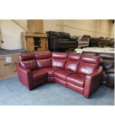 Compact Collection Midi berry red leather electric recliner corner sofa