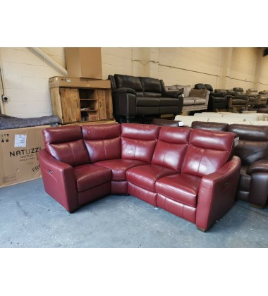 Compact Collection Midi berry red leather electric recliner corner sofa