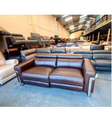 Ex-display Moreno brown leather electric recliner 3 seater sofa