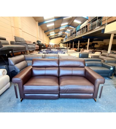 Ex-display Moreno brown leather electric recliner 3 seater sofa