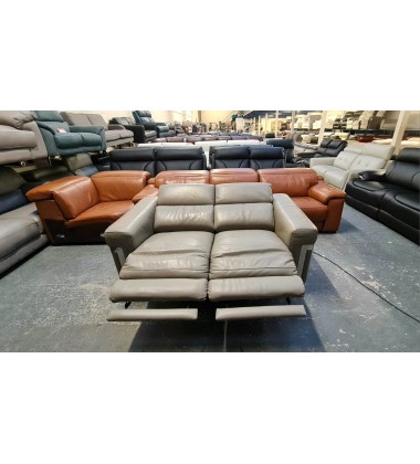 Ex-display Moreno grey leather electric recliner 2 seater sofa