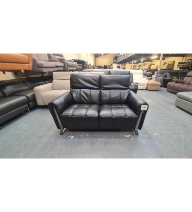 Ex-display Packham black leather 2 seater sofa