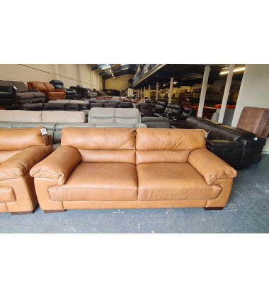 Ex-display Santino apollo tan leather 3+2 seater sofas