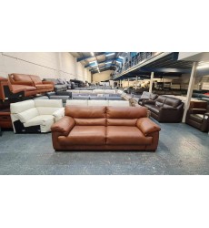 Ex-display Santino apollo tan leather 3 seater sofa