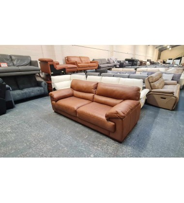 Ex-display Santino apollo tan leather 3 seater sofa