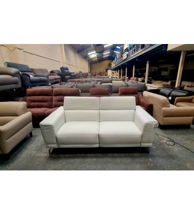 Ex-display Sienna white leather electric recliner 3 seater sofa