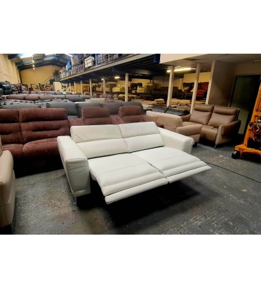 Ex-display Sienna white leather electric recliner 3 seater sofa