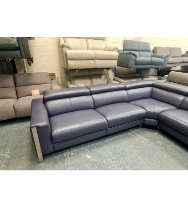 Ex-display Torres blue leather electric recliner corner sofa