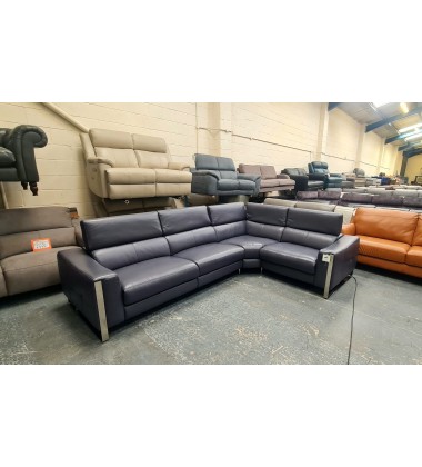Ex-display Torres blue leather electric recliner corner sofa