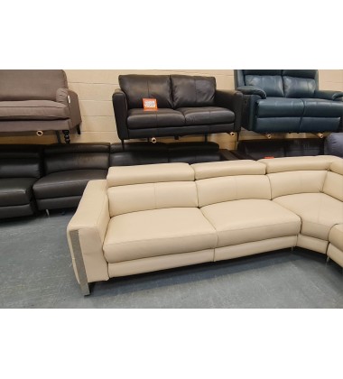 New Torres cream leather electric recliner corner sofa