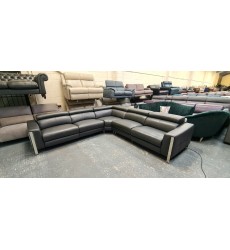 Ex-display Torres dark grey leather electric recliner corner sofa