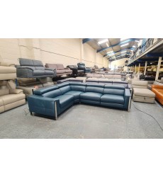 Ex-display Torres turquoise leather electric recliner corner sofa