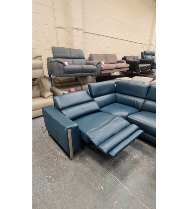 Ex-display Torres turquoise leather electric recliner corner sofa