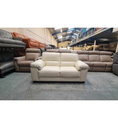 Ex-display Turin light cream leather 2 seater sofa