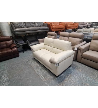Ex-display Turin light cream leather 2 seater sofa