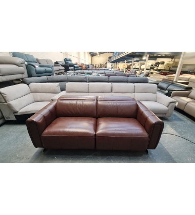 Ex-display Vita brown leather electric recliner 3 seater sofa