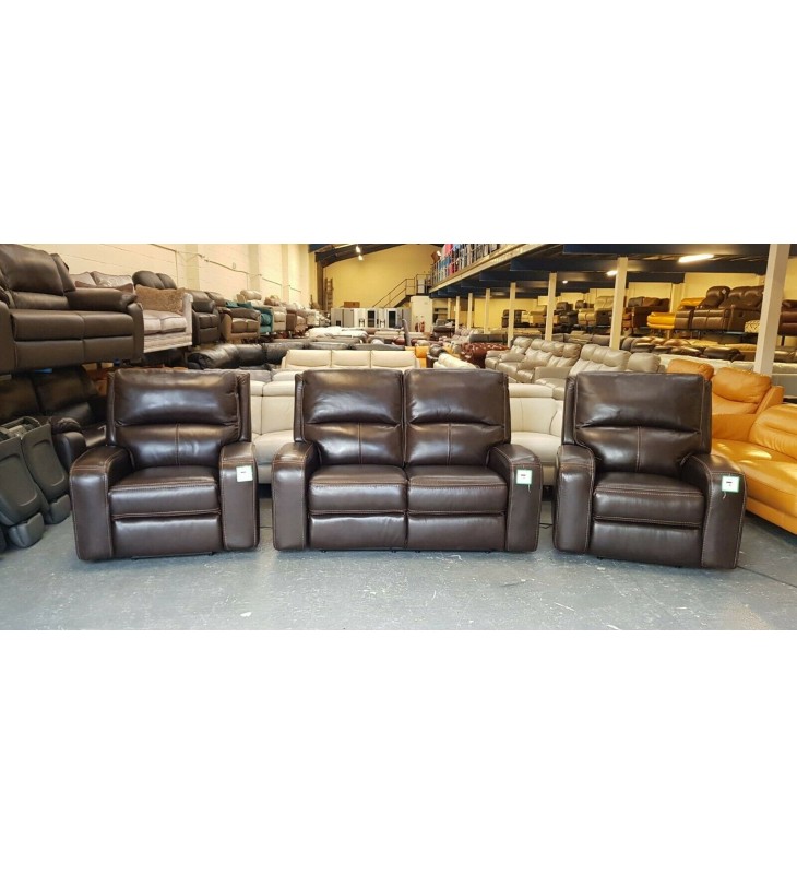 Brown Leather Electric Recliner 2, Leather Sofa And 2 Armchairs